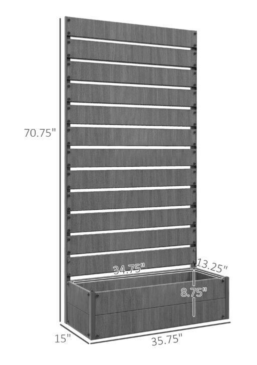 Trellis Planter for Climbing Plants, Raised Garden Bed with Trellis, Planter Box for Outdoor Garden, Dark Gray