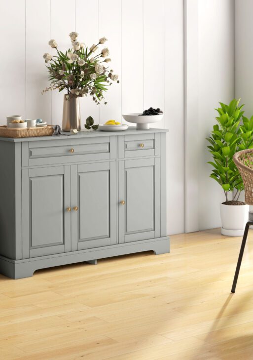 Modern Kitchen Storage Cabinet, Coffee Bar Cabinet with 2 Drawers and Adjustable Shelves for Dining Room