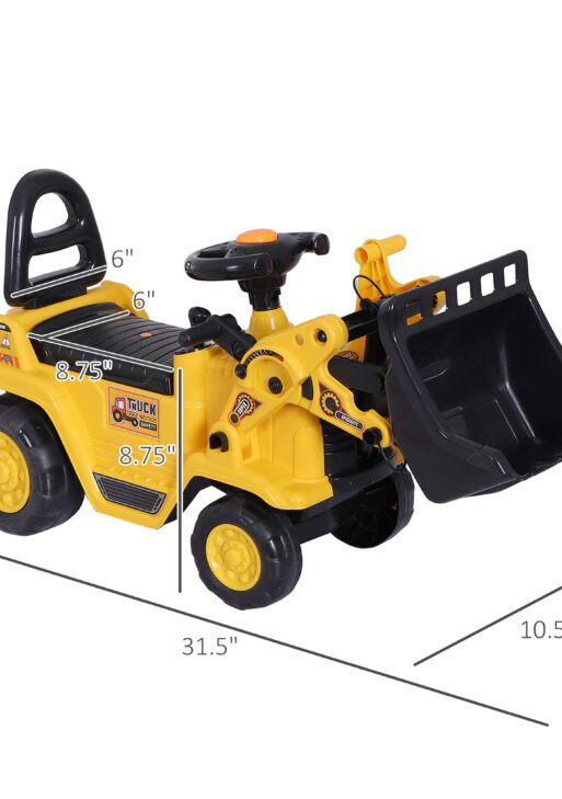 3 in 1 Ride On Toy Bulldozer Digger Tractor Pulling Cart Pretend Play Construction Truck