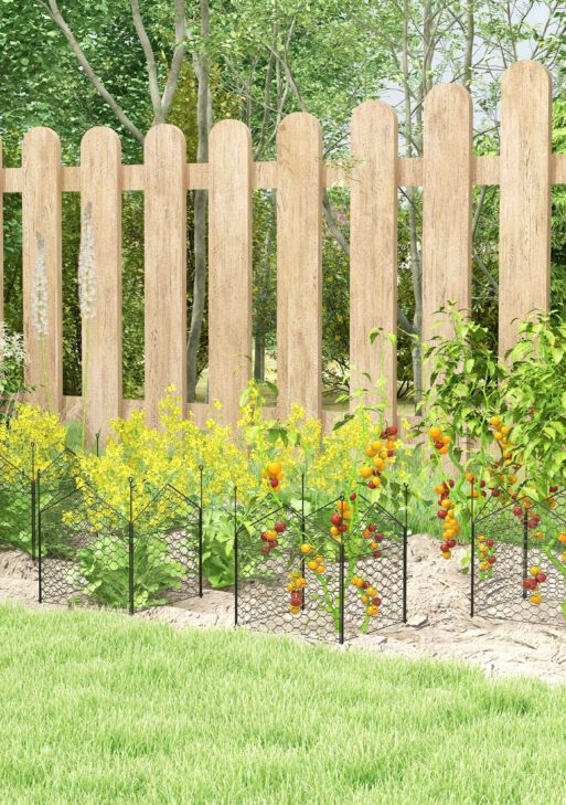 4 Pack Garden Cloches for Plants, 12" x 14" Metal Crop Cage Set, Plant Cages to Keep Animals Out, Black