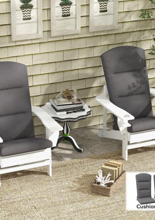 Outdoor Chair Cushions for Adirondack Chair, Replacement Cushions with Ties, Seat & Back Cushion, Gray