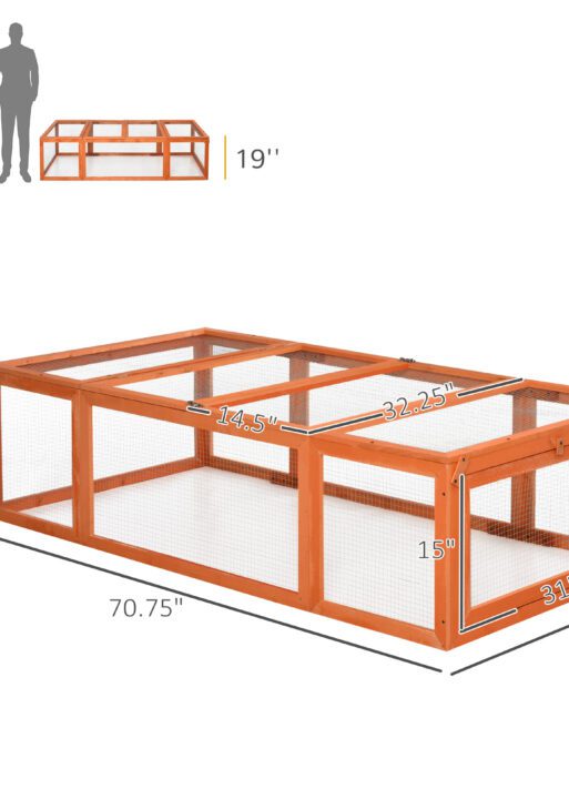Large Wooden Rabbit Hutch Small Animal Habitat Enclosure Outdoor Run and Lockable Doors - Natural