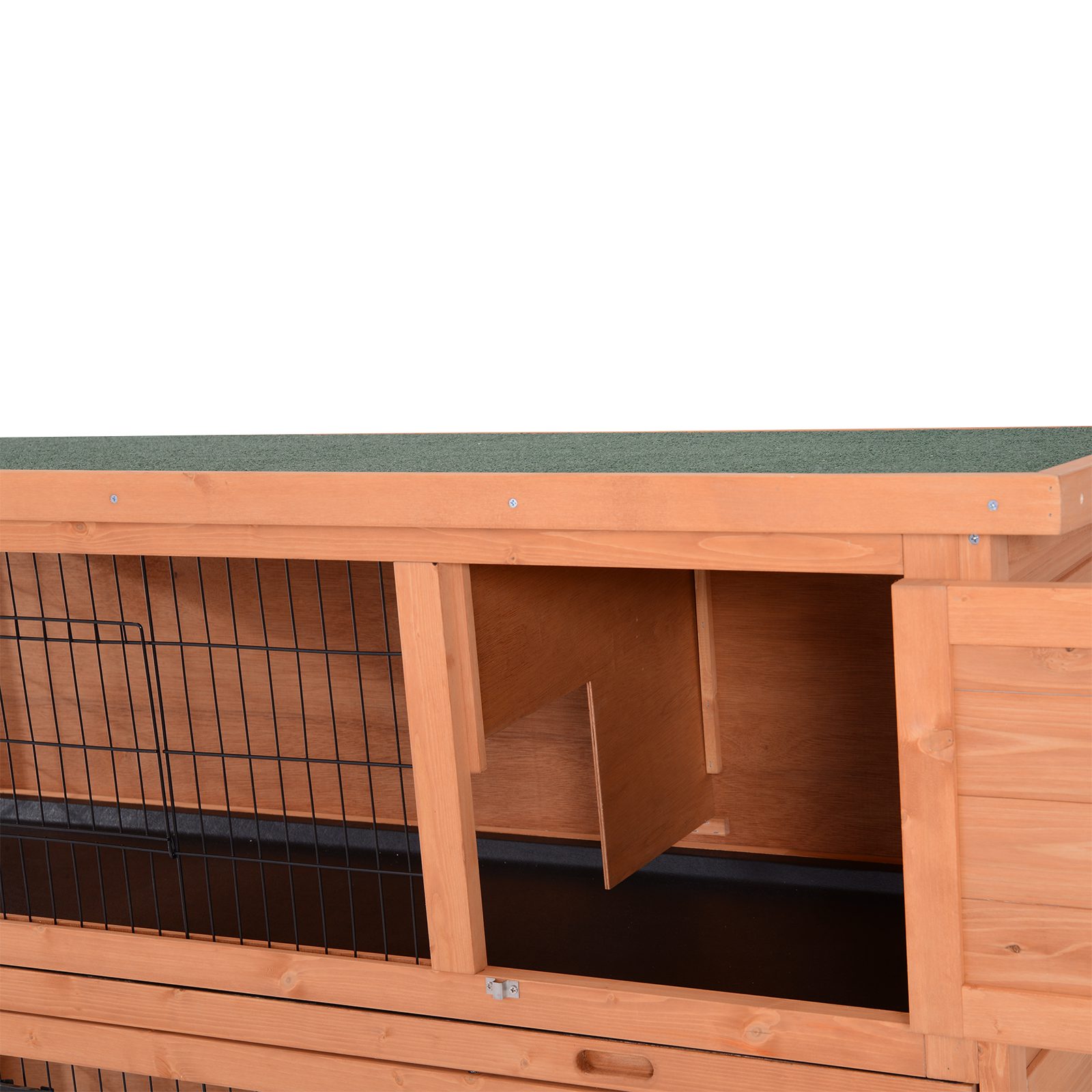 54" 2-Story Large Rabbit Hutch Bunny Cage Wooden Pet House Small Animal Habitat with Lockable Doors, No Leak Tray and waterproof Roof for Rabbits, Chickens, Ducks, Outdoor/Indoor Natural - Image 6