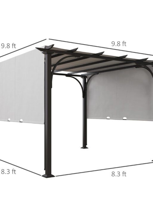 10' x 10' Patio Pergola with Weather-Resistant Steel Frame, Backyard Sun Shade Canopy Cover Shelter for Porch Party, Garden, Grill Gazebo, White