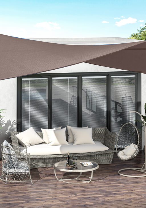 13' x 20' Sun Shade Sail Canopy Outdoor Shade Sail Cloth for Patio Deck Yard with D-Rings and Rope Included, Brown