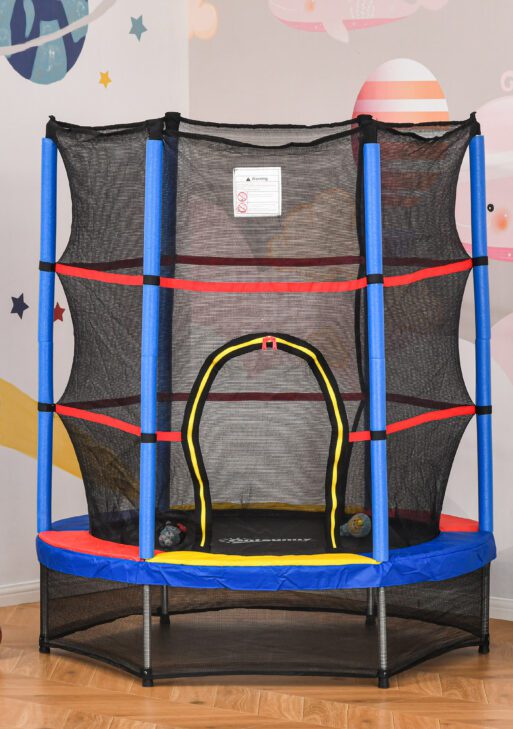 Φ5FT Kids Trampoline with Enclosure Net for Age 3 to 6 Years, Mixed Color