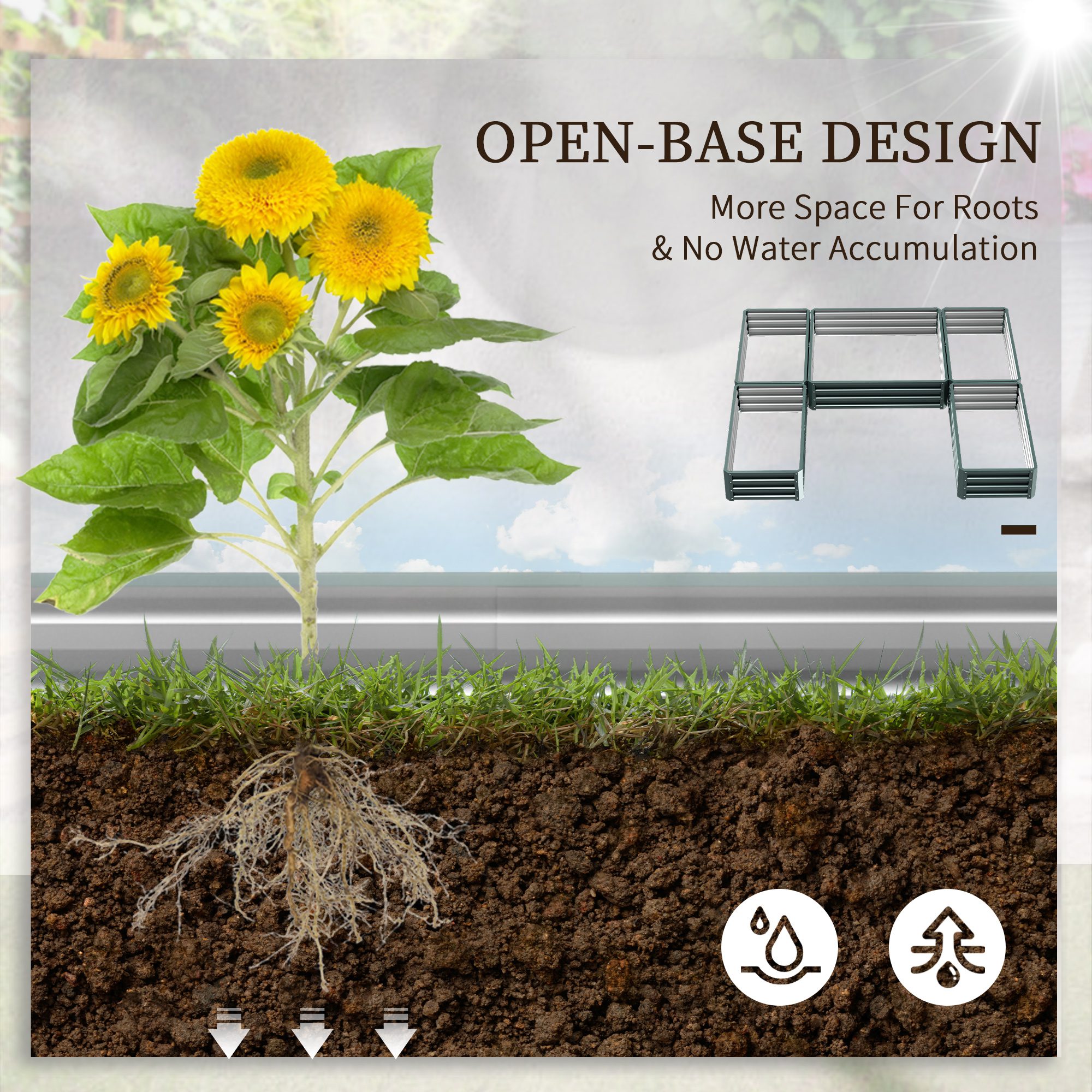 Steel Raised Garden Bed, Set of 5 Large Box Planters for Outdoor Plants Vegetables Flowers Herbs, 8x8x1ft, Green - Image 3