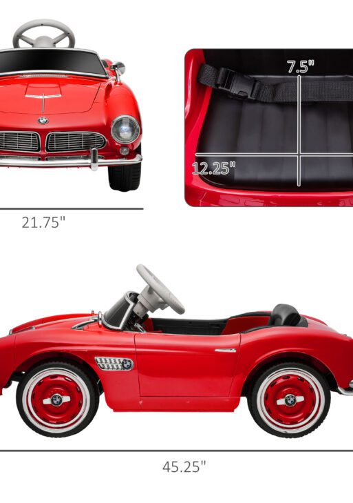 Licensed BMW 12V Kid Electric Ride On Car with Easy Transport, Red