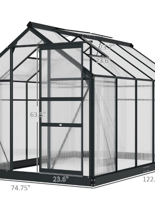 6.2' x 10.3' x 6.6' Outdoor Greenhouse with Walk-in Vent Door for Backyard Garden Gray