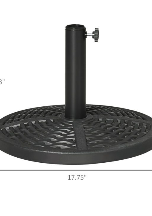21 lbs. Market Umbrella Base Holder 18" Heavy Duty Round Parasol Stand with Rattan Design for Patio, Black