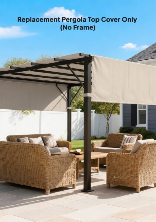 2 Pcs Pergola Replacement Canopy, UV Protection Pergola Shade Cover, Easy to Install, for 10 x 12ft Pergola, Khaki