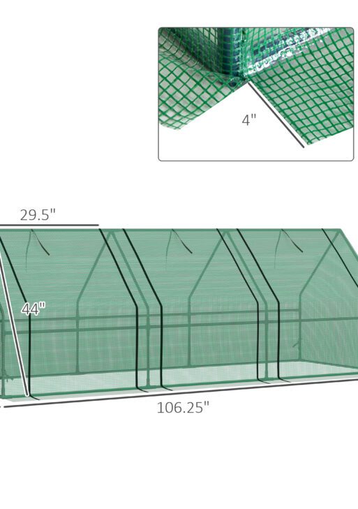9' x 3' x 3' Portable Mini Greenhouse Outdoor Garden with Large Zipper Doors and Water/UV PE Cover, Green