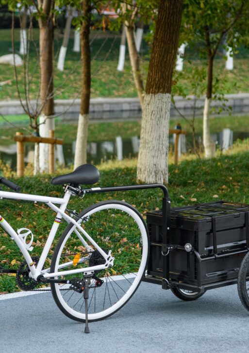 Trailer for Bike, Bicycle Cargo Trailer with Removable Storage Box, Galvanized Bottom