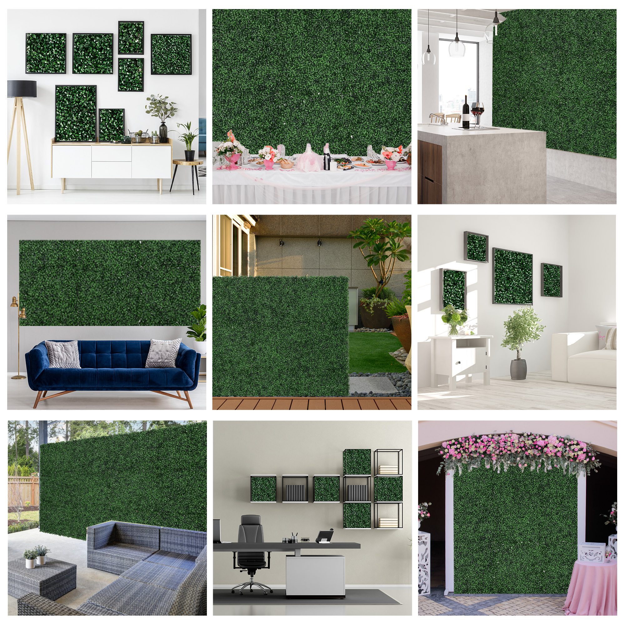 12PCs Grass Wall Panels, 20" x 20" Artificial Grass Wall Decor, Greenery Backdrop Panels Wall for Outdoor, Indoor, Garden, Fence, Backyard, Dark Green - Image 6