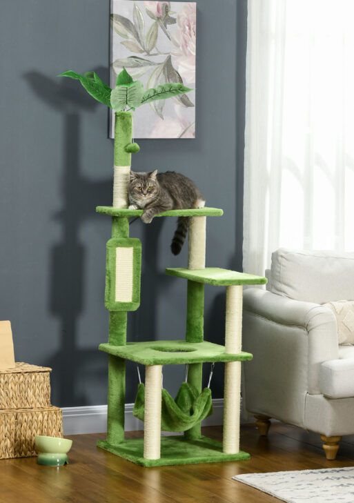 Cat Tree for Indoor Cats with Hammock, Cat Tower, Green