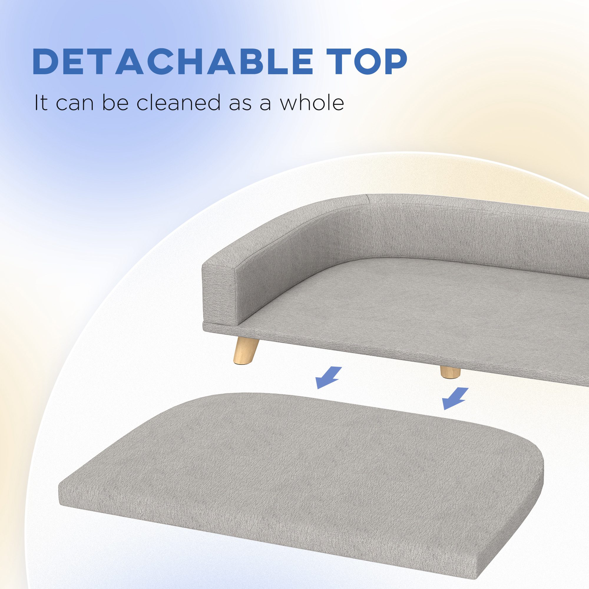 Dog Sofa Couch Bed with Washable Cushion for Large Dogs, Cats, Gray - Image 3