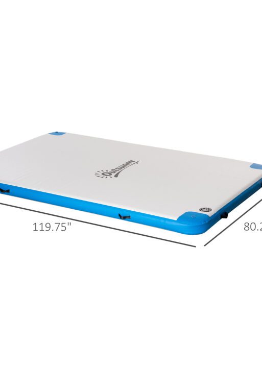 10 x 7ft Water Inflatable Floating Dock, Inflatable Platform Island, Large Floating Mat Raft with Air Pump & Backpack, for Pool, Beach, Ocean, White