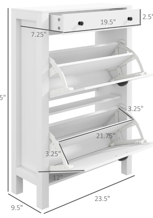Shoe Storage Cabinet with 2 Flip Drawers for 8 Pairs of Shoes