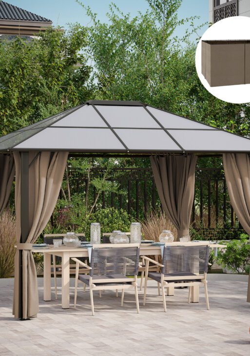 9.84' x 11.8' Gazebo Sidewall Set with Hooks/C-Rings, Brown