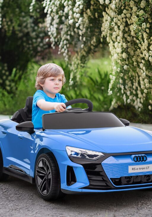 Electric Car for Kids, 12V Licensed Audi RS E-tron GT 3.1 MPH Kids Ride on Car, Ride-on Toy with Remote Control, 4 Suspension Wheels, Horn, Music, Lights, for Boys and Girls, Blue