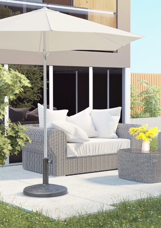 26lbs Heavy Duty Umbrella Base, 17" Umbrella Stand Outdoor Base with Decorative Pattern, for Patio, Outdoor, Swimming Pool, Bronze