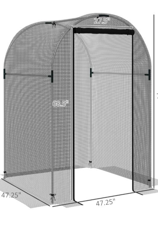 Galvanized Steel Crop Cage, Plant Protection Tent with Zippered Door, 4' x 4', Black