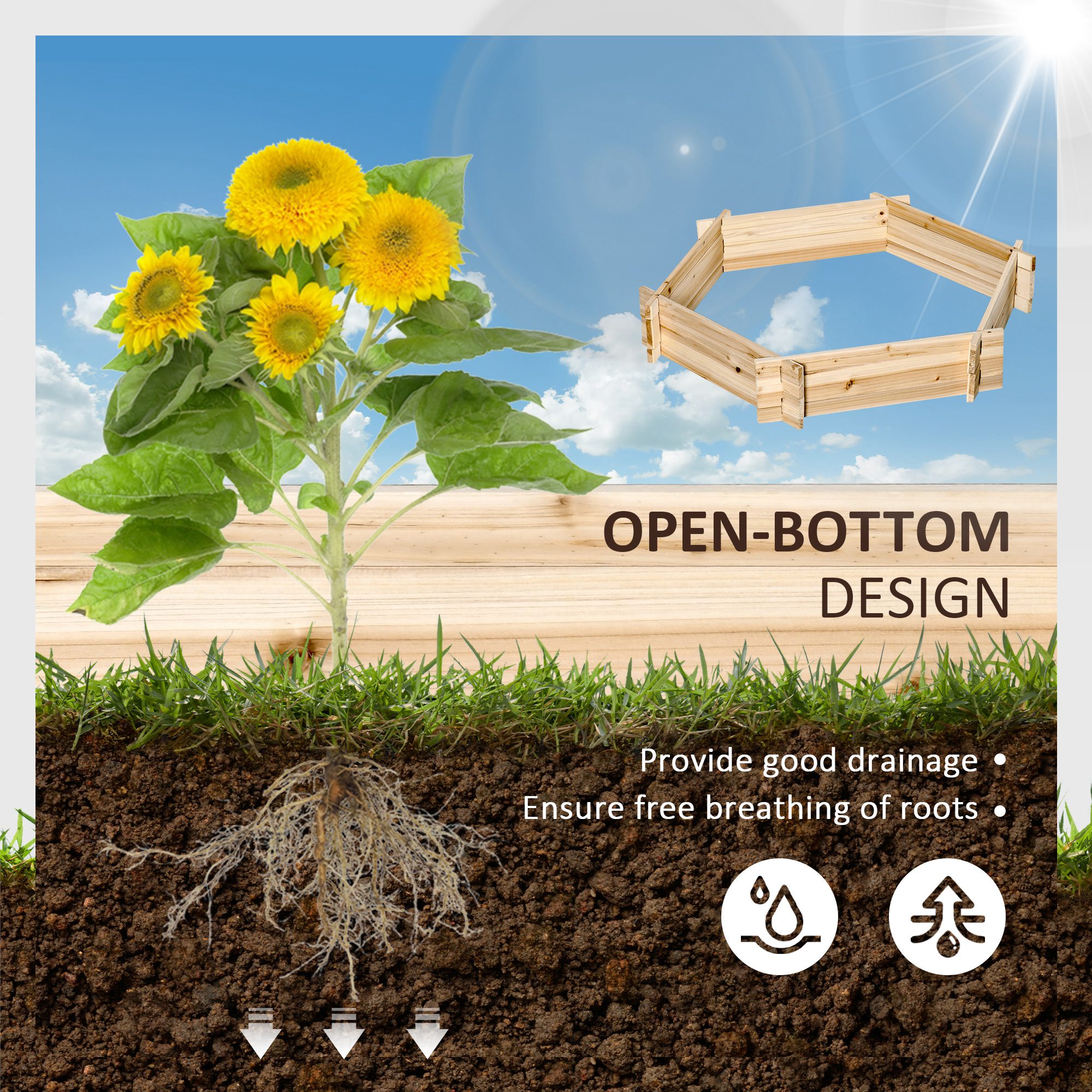 39'' x 36'' Screwless Raised Garden Bed, Hexagon Planter Box DIY Herb Garden - Image 2