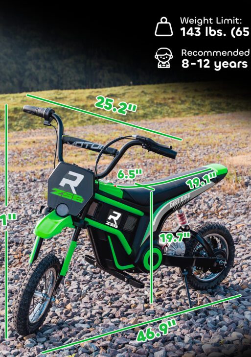 24V 350W Electric Dirt Bike Up to 15 MPH w/ Twist Grip Throttle, Green