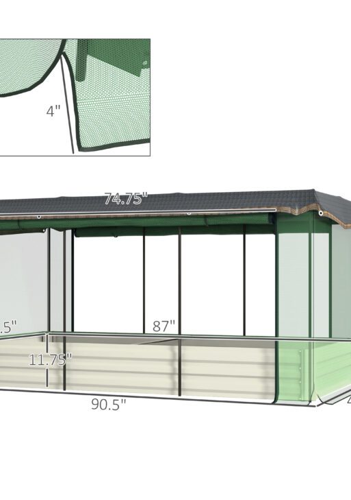 Galvanized Steel Planter Box with Crop Cage and Shade Cloth, Raised Garden Bed for Flowers, Veggies and Herbs, Beige