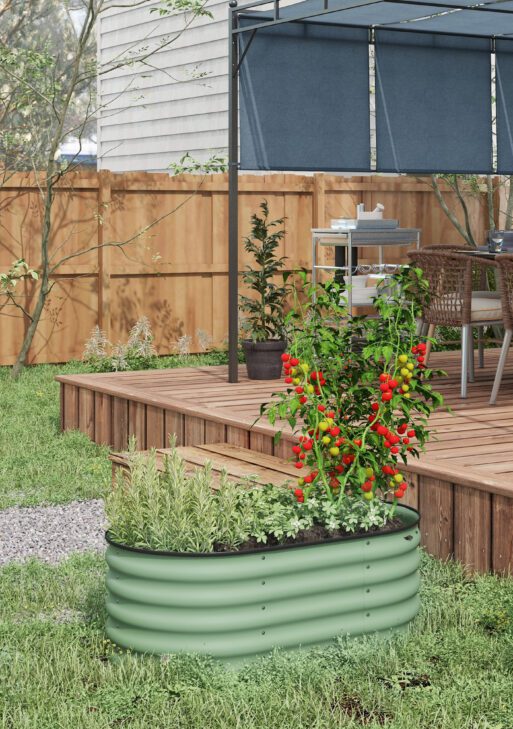 3.4' x 2' x 1.4' Galvanized Raised Garden Bed Kit, Metal Planter Box with Safety Edging, Green