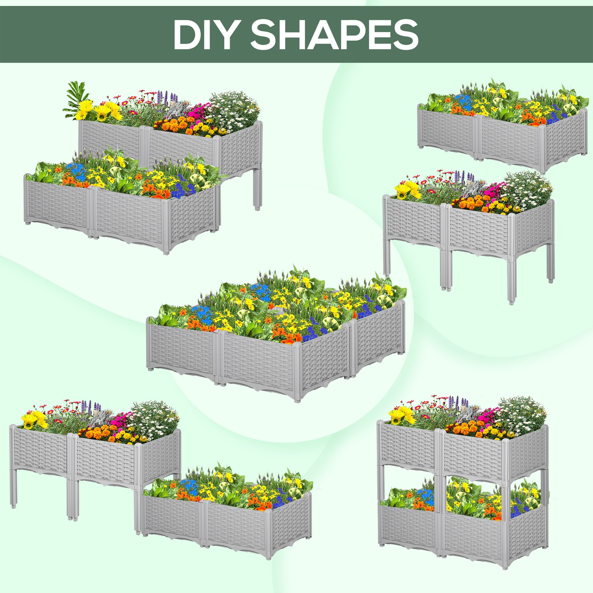 4-Piece Raised Garden Bed with Legs, Self-Watering Planter Box Raised Bed to Grow Flowers, Herbs & Vegetables, Gray - Image 3