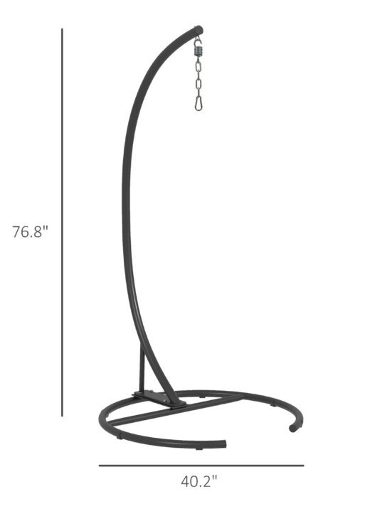 Hanging Hammock Chair Stand with Round Base, 40.2" x 76.8", Black