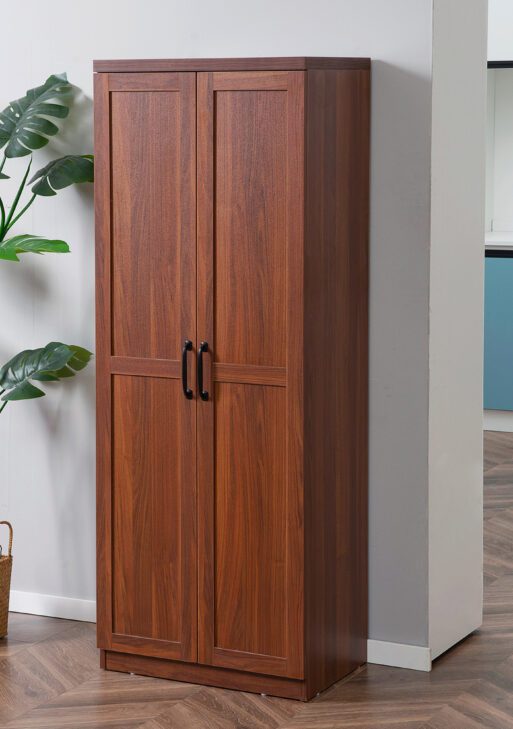 63" 2-Door Kitchen Pantry, Freestanding Storage Cabinet with 5-tier Shelving and 2 Adjustable Shelves for Dining Room, Brown