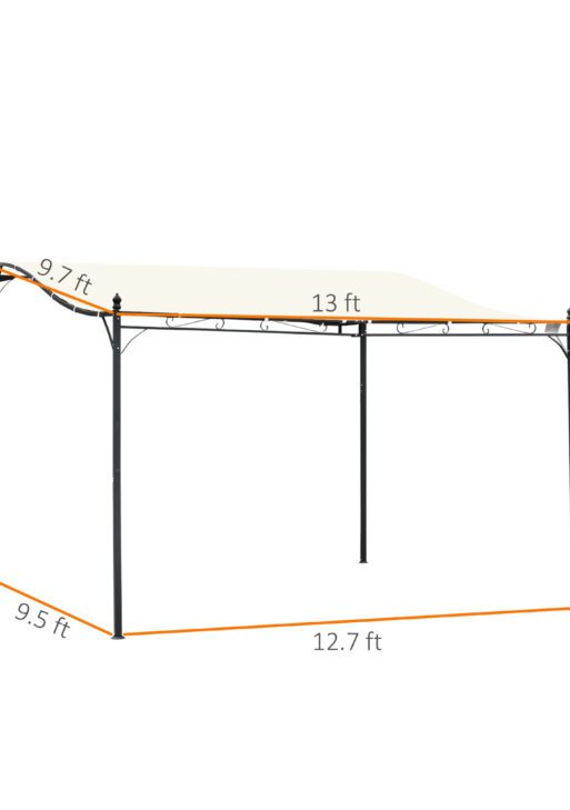 10' x 13' Outdoor Pergola Gazebo, Steel Patio Canopy with Weather-Resistant Fabric and Drainage Holes, Cream White