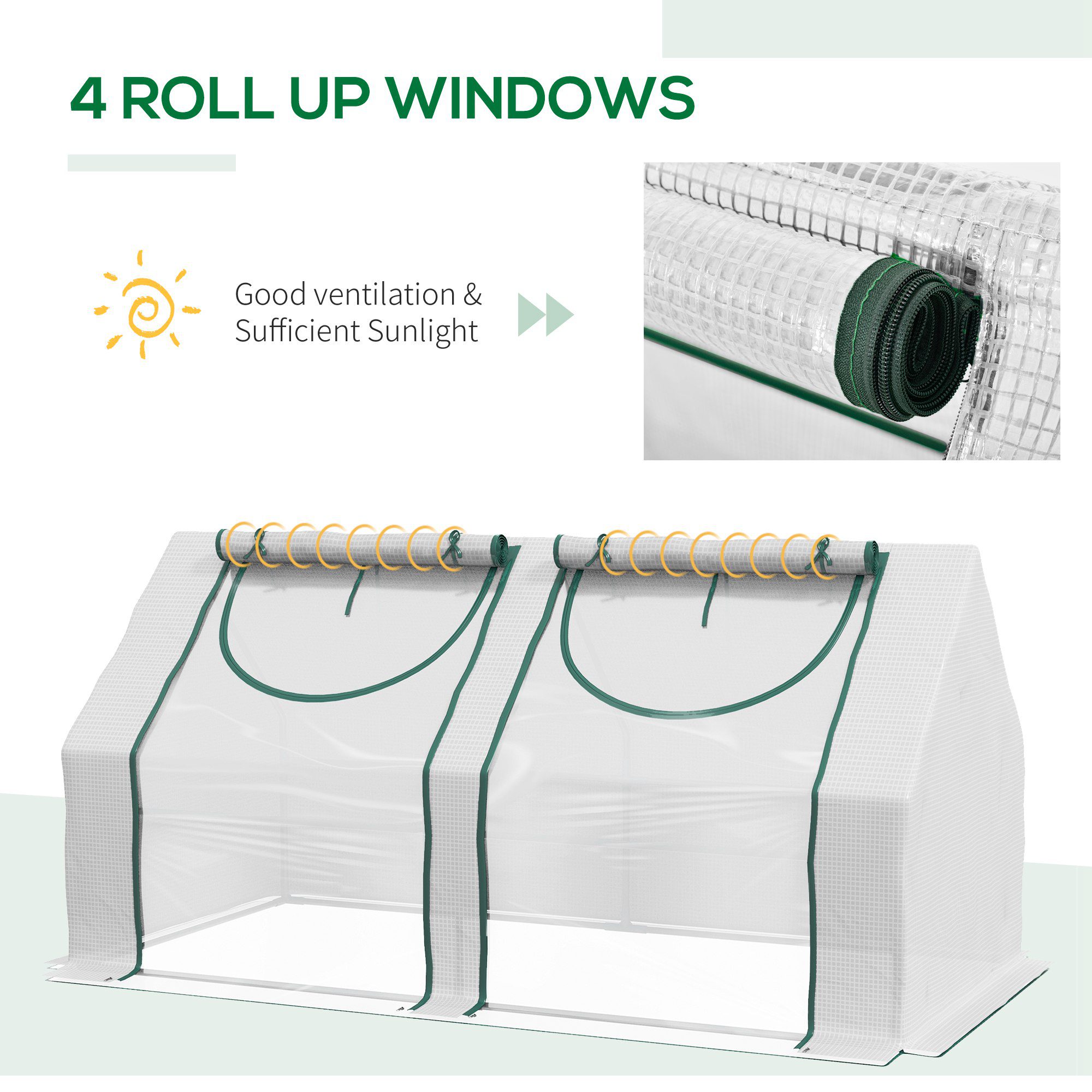 6' x 3' x 3' Portable Greenhouse, Garden Hot House with Two PE/PVC Covers and 2 Roll Up Windows, Clear - Image 4