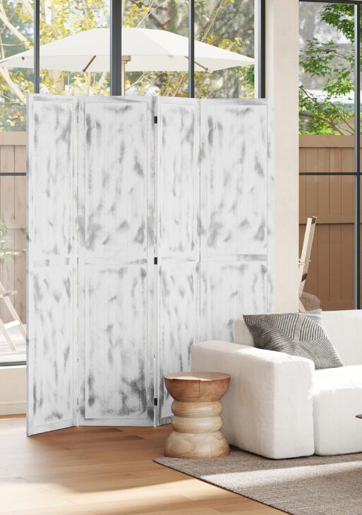 Screen Divider Room Divider Screen with Foldable Design for Indoor Bedroom Office 5.5' Rustic White