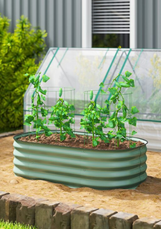 3.4' x 2' x 1' Galvanized Raised Garden Bed Kit, Metal Planter Box with Safety Edging, Green