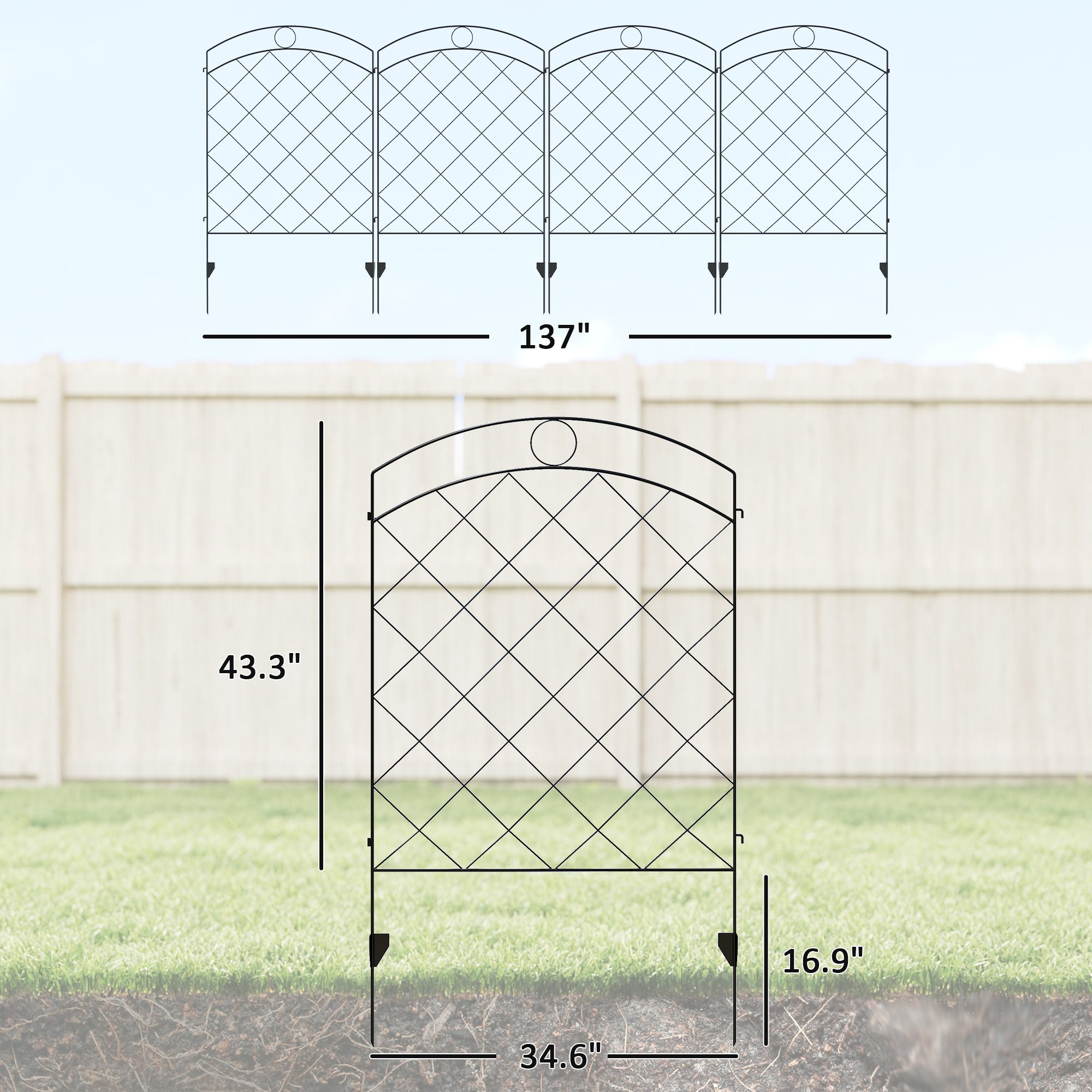 4 Pack Garden Fencing for Yard, Decorative Fence Panels as Flower Edging, Circle - Image 1