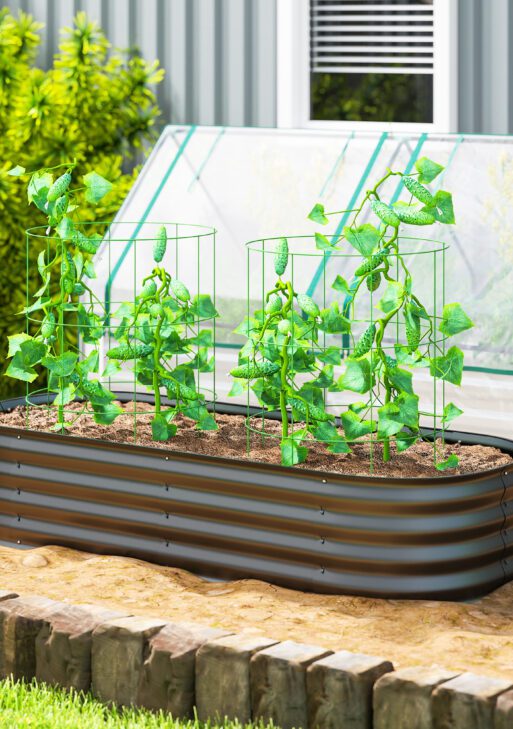 4.9' x 2' x 1' Galvanized Raised Garden Bed Kit, Metal Planter Box with Safety Edging, Dark Gray