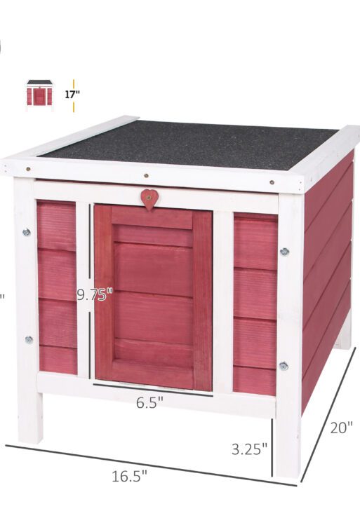 Small Wooden Rabbit Hutch Bunny Cage Guinea Pig Cage Duck House Dog House with Openable & Waterproof Roof, for Rabbits, Chickens, Ducks, Red