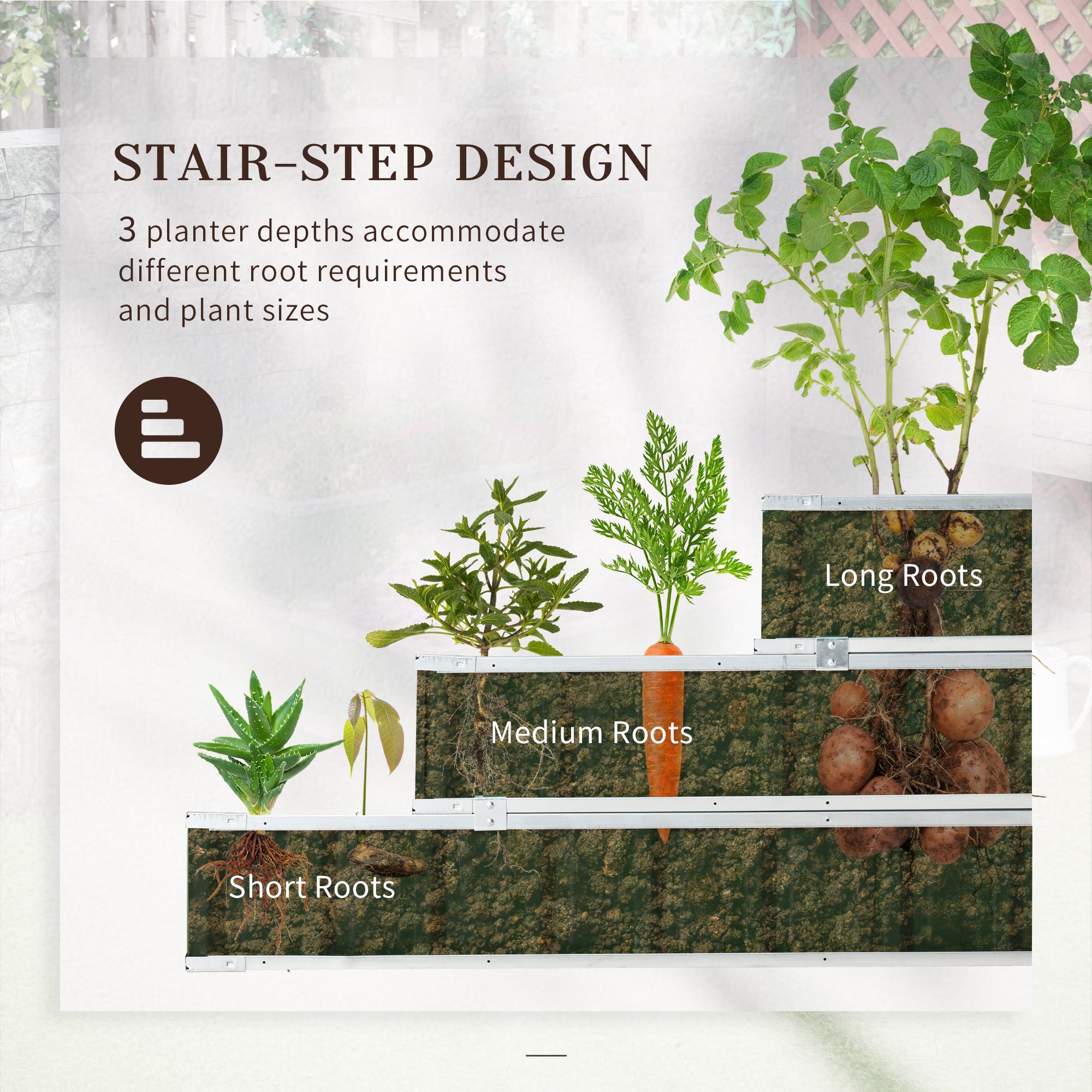 3 Tier Raised Garden Bed Outdoor Metal Patio Planter Box with Gloves, 4' x 4' x 2' for Backyard, Patio to Grow Vegetables, Herbs, and Flowers, Green - Image 3