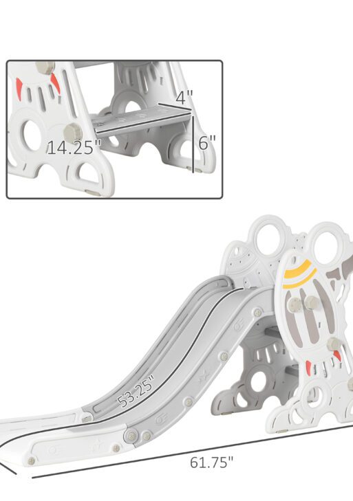 Kids Indoor Slide for Toddlers Ages 1.5-3, Small Toddler Slide, Space Toy Playset for Girls and Boys, Gray