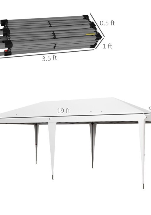 10' x 19.2' Outdoor Gazebo Pop Up Canopy Party Tent with Carrying Bag, White