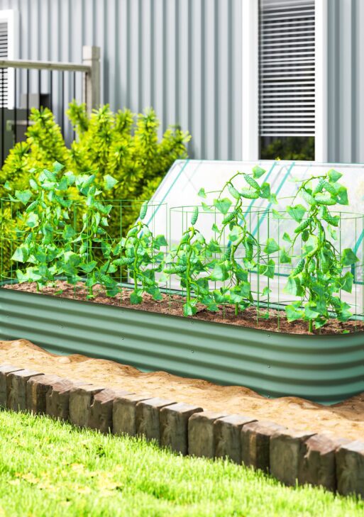 7.9' x 2' x 1' Galvanized Raised Garden Bed Kit, Metal Planter Box with Safety Edging, Green