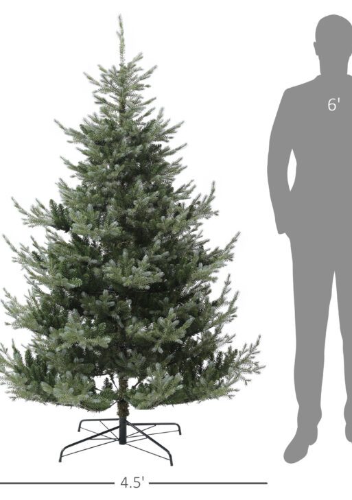 6' Artificial Wide Christmas Tree Holiday Décor, with Easy-to-Shape Branches, Auto Open, Steel Base, Green