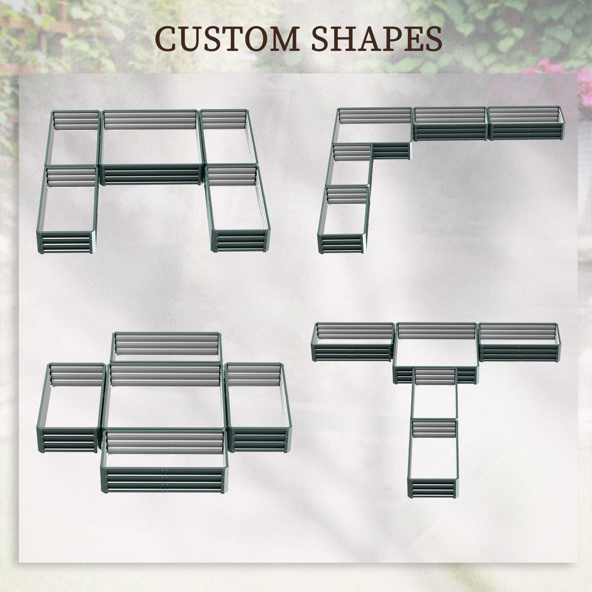 Steel Raised Garden Bed, Set of 5 Large Box Planters for Outdoor Plants Vegetables Flowers Herbs, 8x8x1ft, Green - Image 2