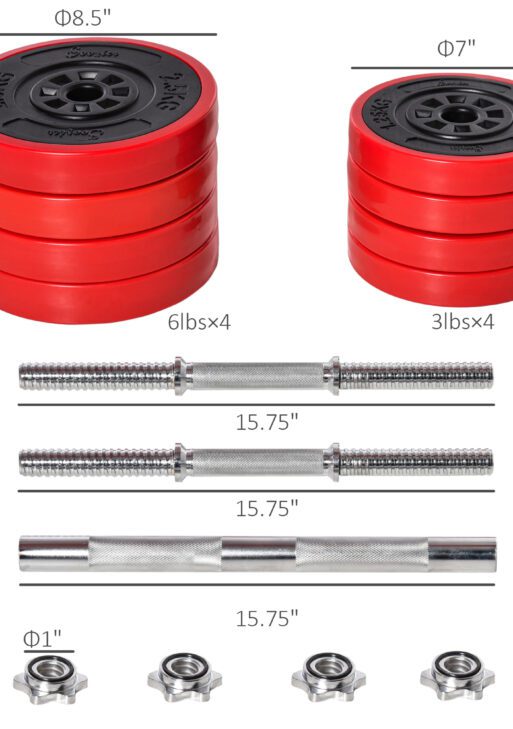 Adjustable Dumbbell Set, 44lbs Convertible to Barbell Weight Set for Home Gym Women and Men Weight Lifting Training