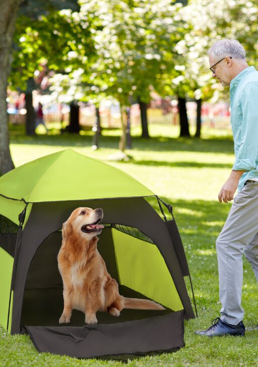 Pop Up Dog Tent for Extra Large and Large Dogs, Portable Pet Camping Tent with Carrying Bag for Beach, Backyard, Home, Green