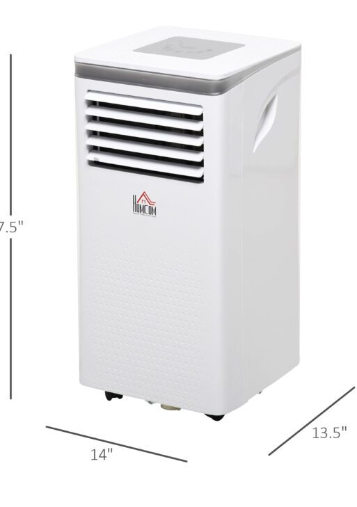 8000 BTU Portable Air Conditioner for Rooms Uo to 344 Sq.Ft., 4-in-1 Mobile AC Unit with Dehumidifier, Cooling Fan, Sleep Mode, Remote, 24H Timer, Window Installation Kit, White