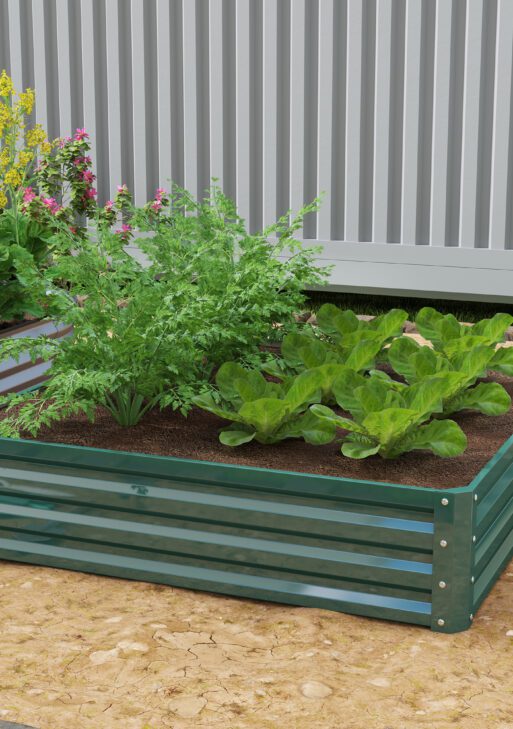 Galvanized Raised Garden Bed, 4' x 4' x 1' Metal Planter Box, for Growing Vegetables, Flowers, Herbs, Succulents, Green
